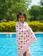 Pink Balloon Handblock Waffle Cotton Kids Bath Towel image 1