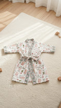 Pink Dino Pure Cotton Waffle Kids Bathrobe image 1