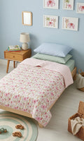 Pink Elephant Handblock Mul Cotton Kids Quilt image 1
