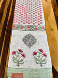 Pink Floral Handblock TNT Cotton Table Runner image 1