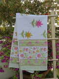 Pink Floral Handblock Waffle Cotton Bath Towel image 1
