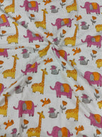 Pink Jungle Handblock Mul Cotton Kids Dohar image 2