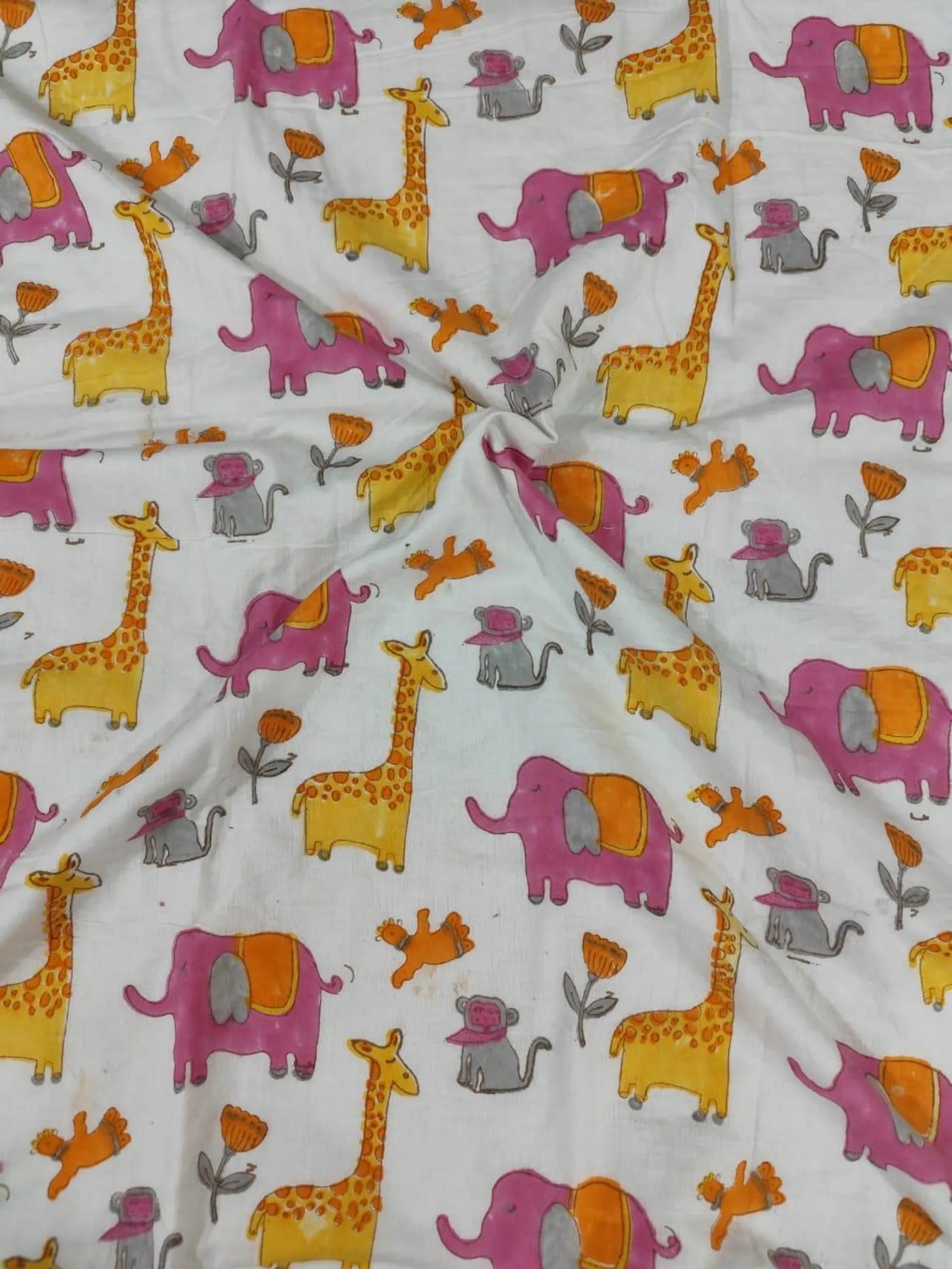 Pink Jungle Handblock Mul Cotton Kids Dohar image 2