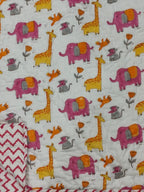 Pink Jungle Handblock Mul Cotton Kids Quilt image 2