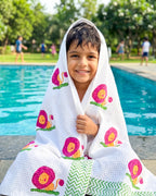 Pink Lion Handblock Waffle Cotton Kids Bath Towel image 1