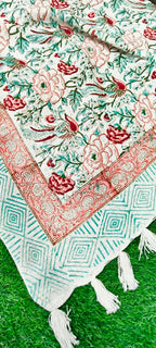 Pink Rose Jal Handblock TNT Cotton Throw Blanket image 3