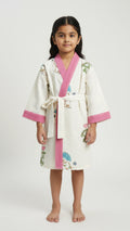 Pink Umbrella Elephant Waffle Cotton Kids Bathrobe image 1