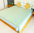 Pink & Yellow Parijat Handblock Premium Cotton Bedsheet Set image 4