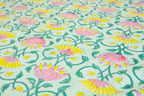 Pink & Yellow Parijat Handblock Premium Cotton Bedsheet Set image 6