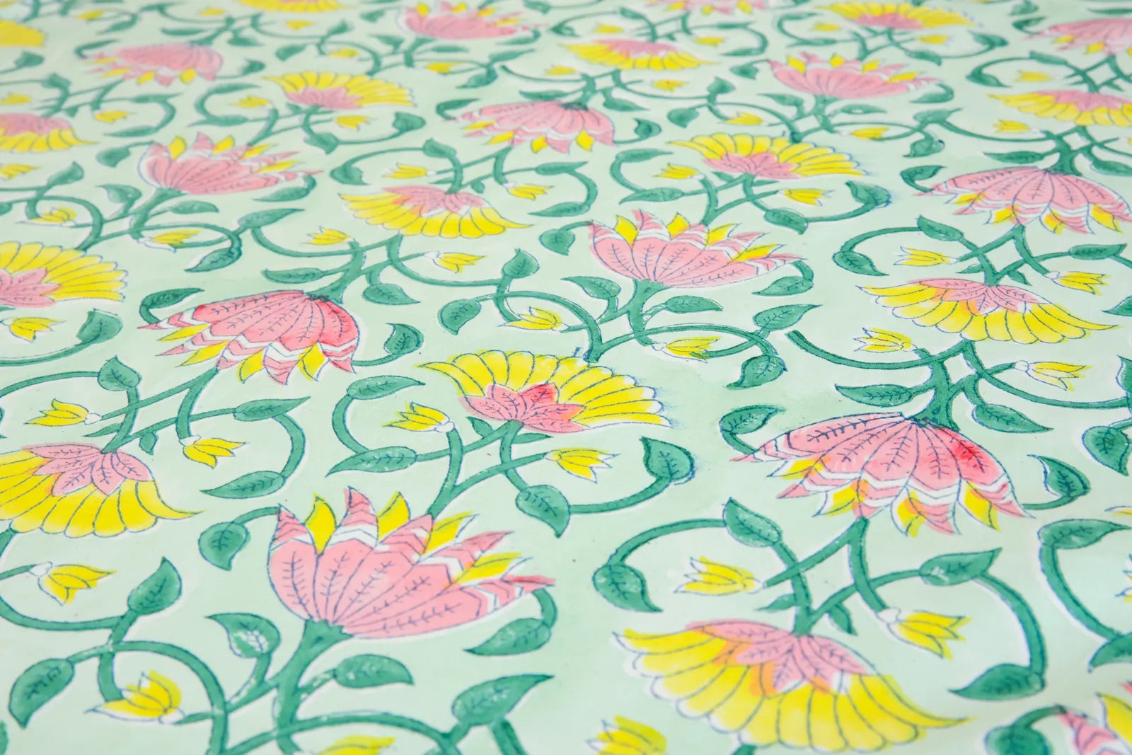 Pink & Yellow Parijat Handblock Premium Cotton Bedsheet Set image 6