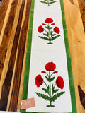 Red Mughal Poppy Handblock Canvas Cotton Table Runner image 1