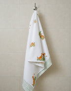 Sleeping Lion Handblock Waffle Cotton Kids Bath Towel image 4