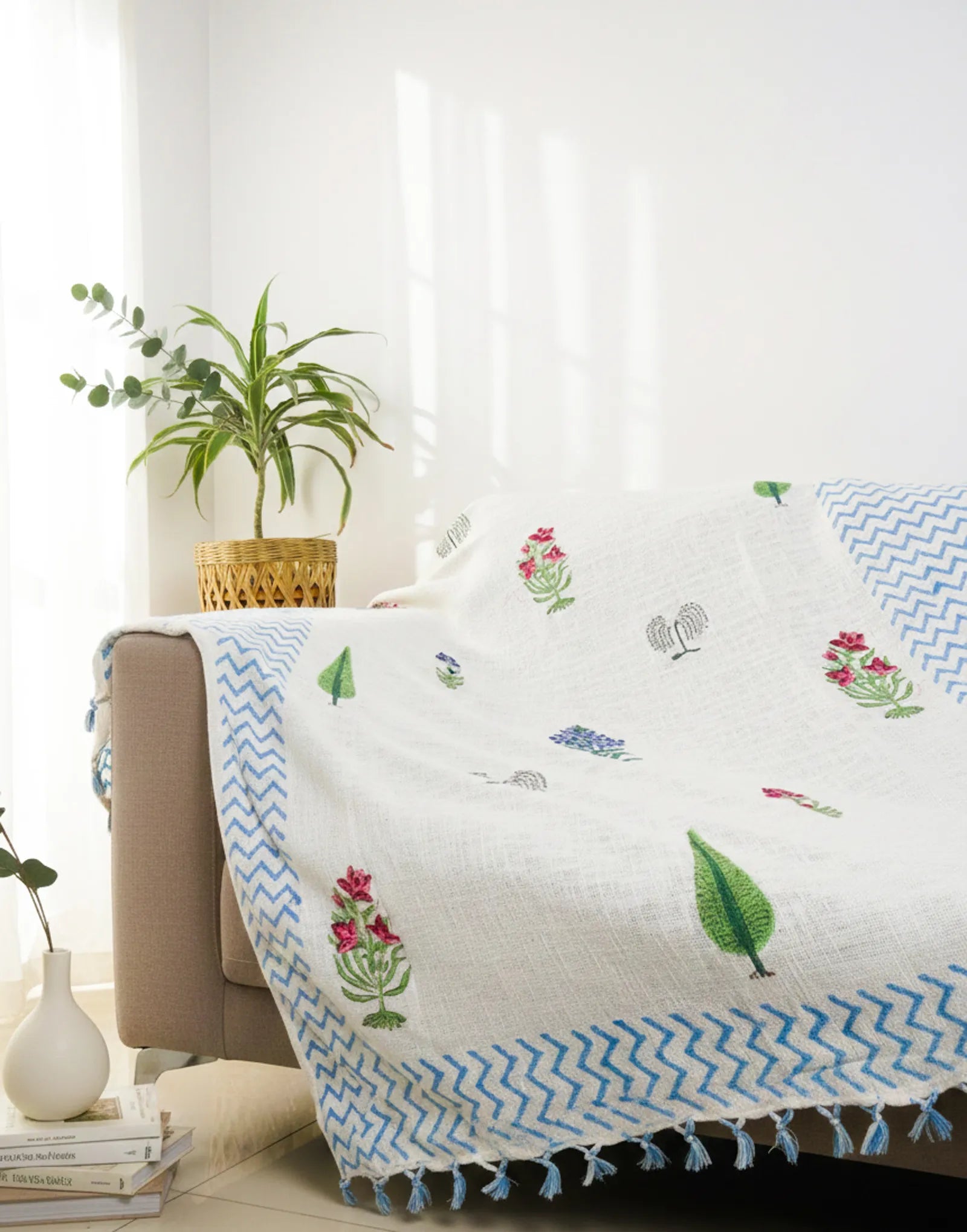 Vintage Bageecha Handblock TNT Cotton Throw Blanket image 1