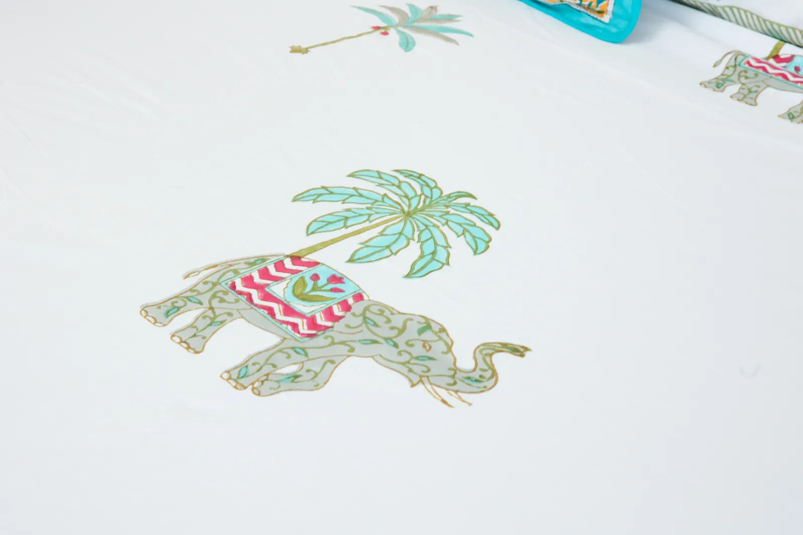 Wild Palm Handblock Premium Cotton Bedsheet Set image 6