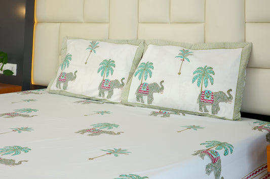 wild-palm-white-handblock-cotton-bedsheet-king-size-flatlay