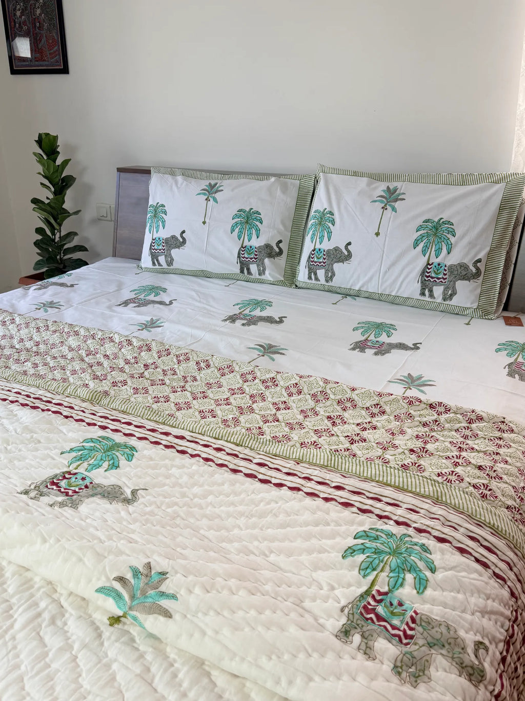 WildPalm Handblock Mul Cotton Quilt Double image 1