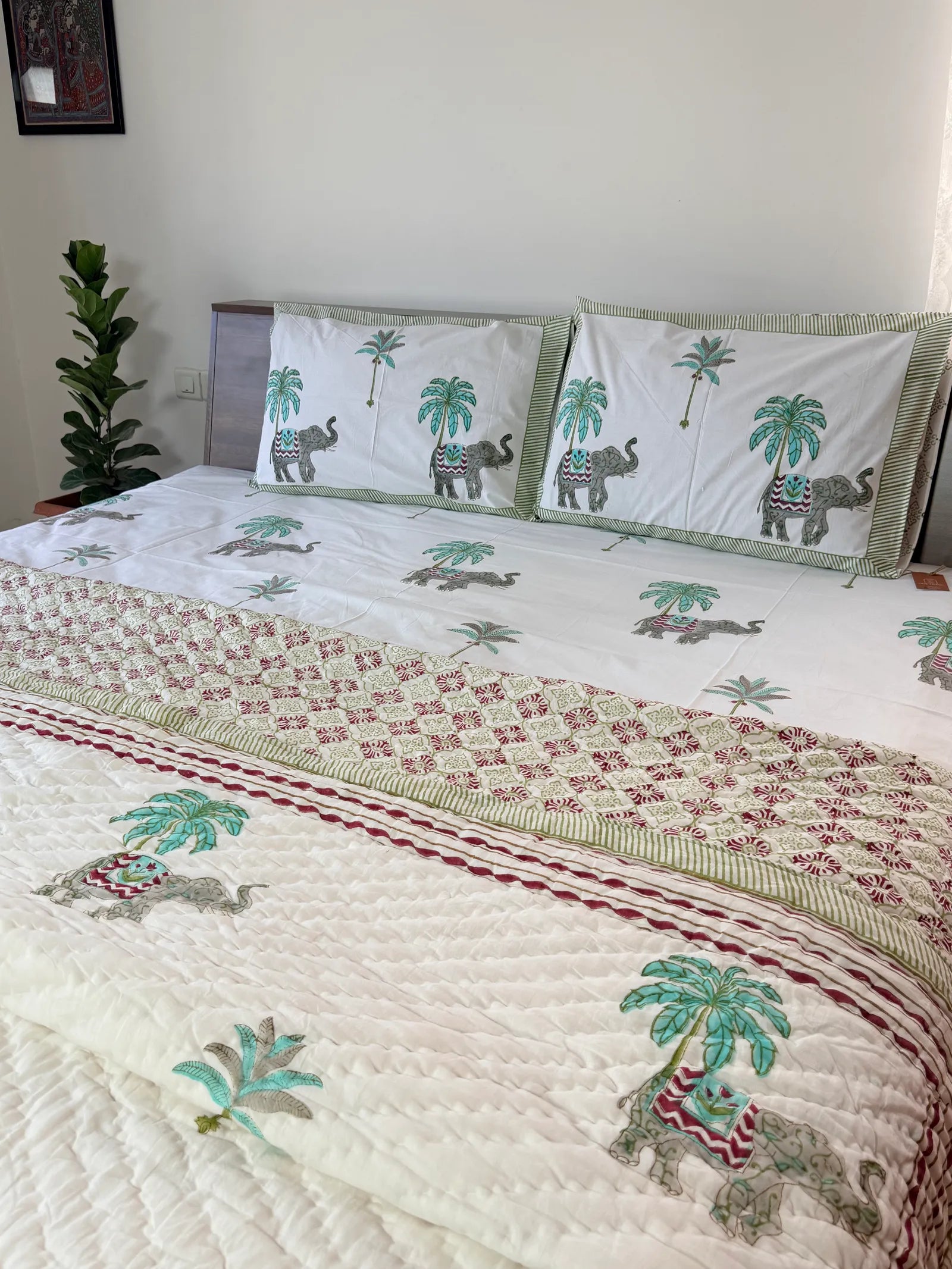 WildPalm Handblock Mul Cotton Quilt Double image 1