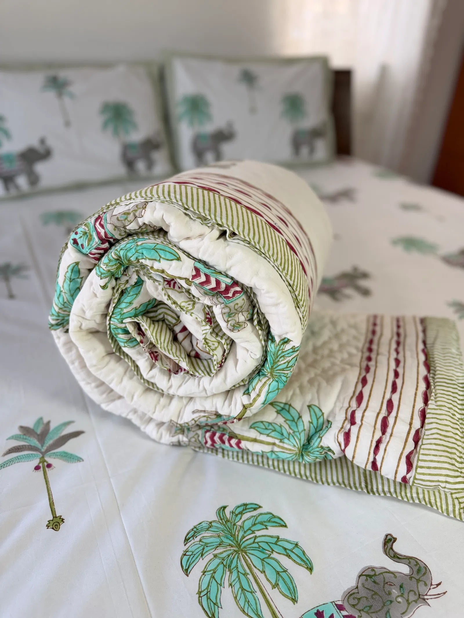 WildPalm Handblock Mul Cotton Quilt Double image 3