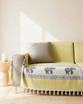 Yellow Chevron Elephant Handblock TNT Cotton Throw Blanket image 1