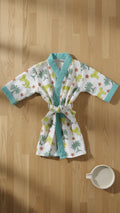Yellow Leopard Jungle Waffle Cotton Kids Bathrobe image 1
