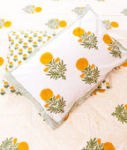 Yellow Marigold Handblock Premium Cotton Bedsheet Set image 3