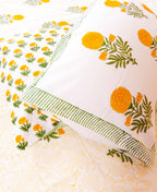 Yellow Marigold Handblock Premium Cotton Bedsheet Set image 4