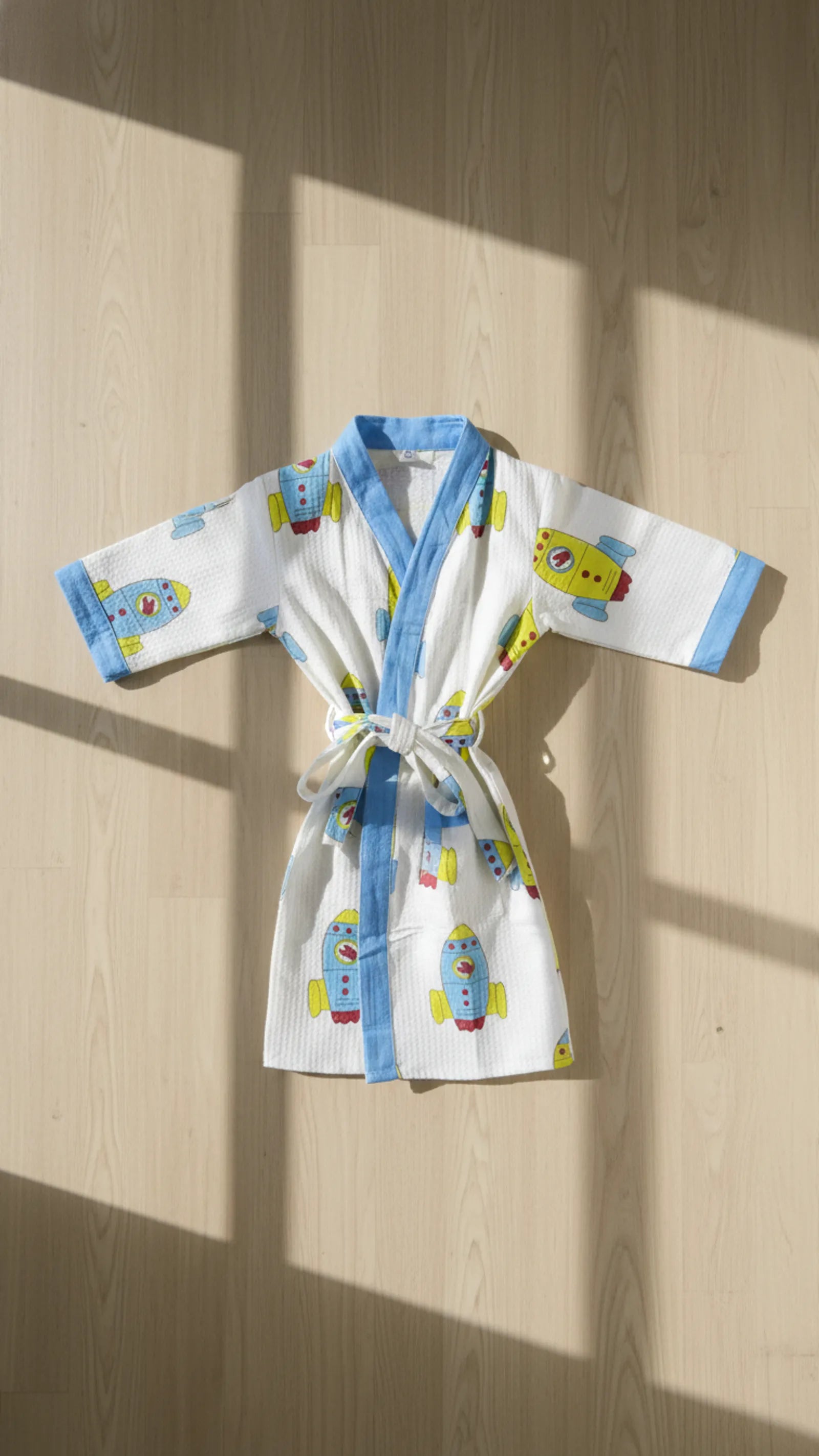 Yellow Rocket Pure Cotton Waffle Kids Bathrobe image 1