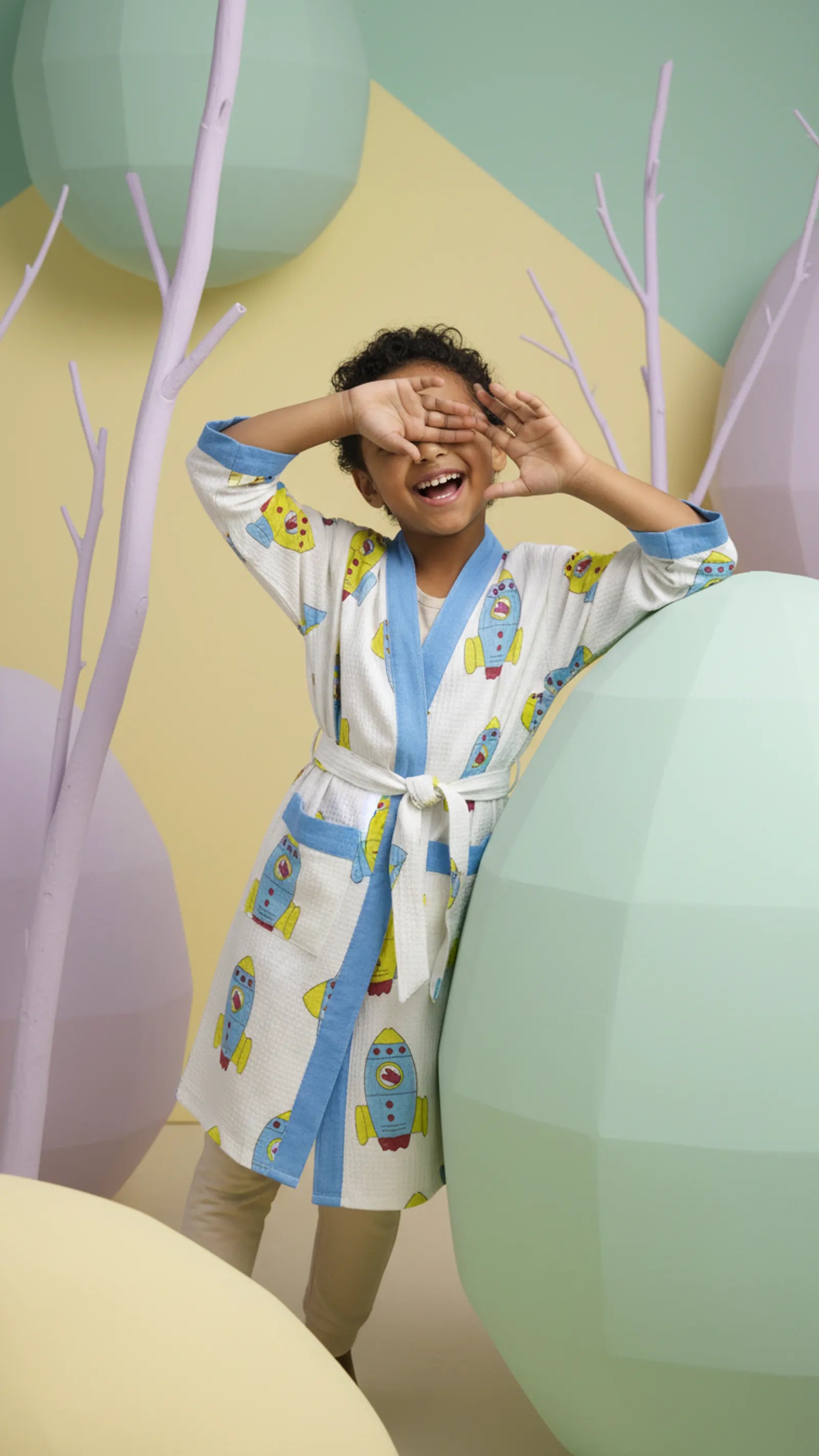 Yellow Rocket Pure Cotton Waffle Kids Bathrobe image 3