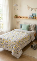 Yellow Small Car Handblock Mul Cotton Kids Quilt image 1