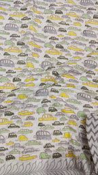 Yellow Small Car Handblock Mul Cotton Kids Quilt image 2